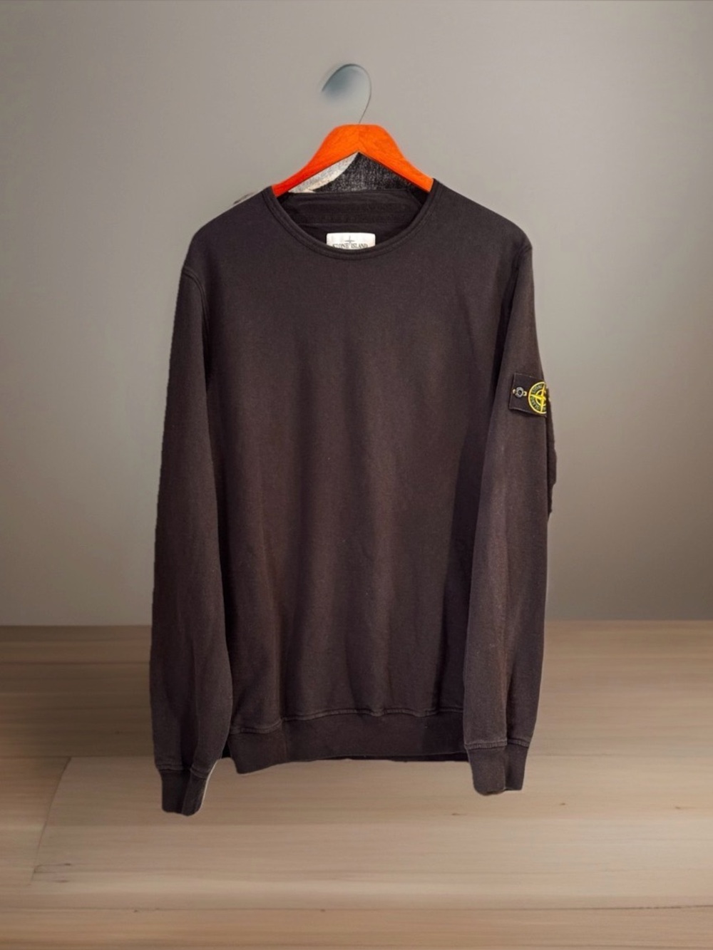 STONE ISLAND ~ Black Brushed Cotton Organic Fleece Sweatshirt ~ XL